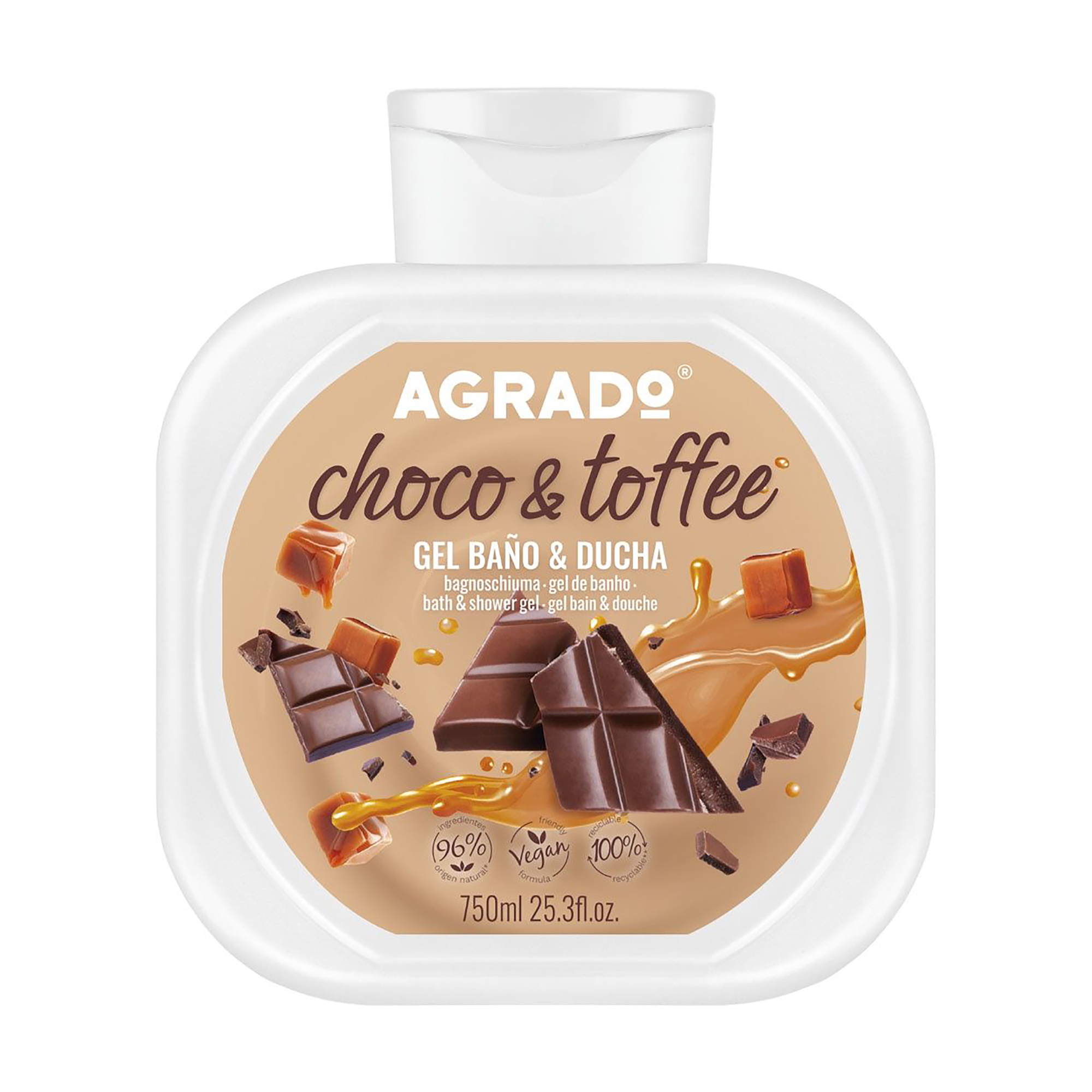 Гель для душу та ванни Agrado Bath &amp; Shower Gel Choco &amp; Toffee, 750 мл